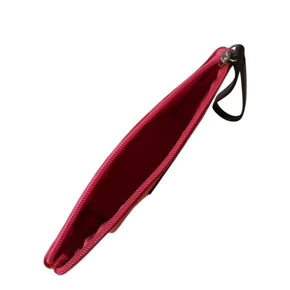 Shiseido Red & Pink Geometric Wristlet Zippered Pouch With Black Accent - Picture 4 of 4